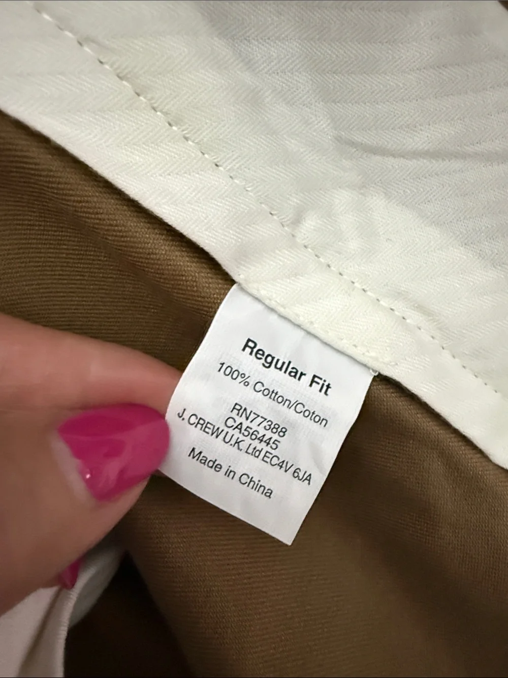 J. Crew Essential Brown Straight-Leg Chinos 100% Cotton